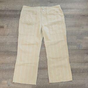 Izod Beige Striped Cotton Capris 8